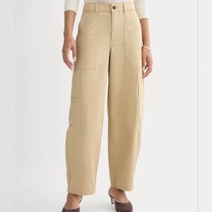 Everlane Utility Cargo Pants, Classic Khaki, Size 16, Barrel Leg Ankle Length